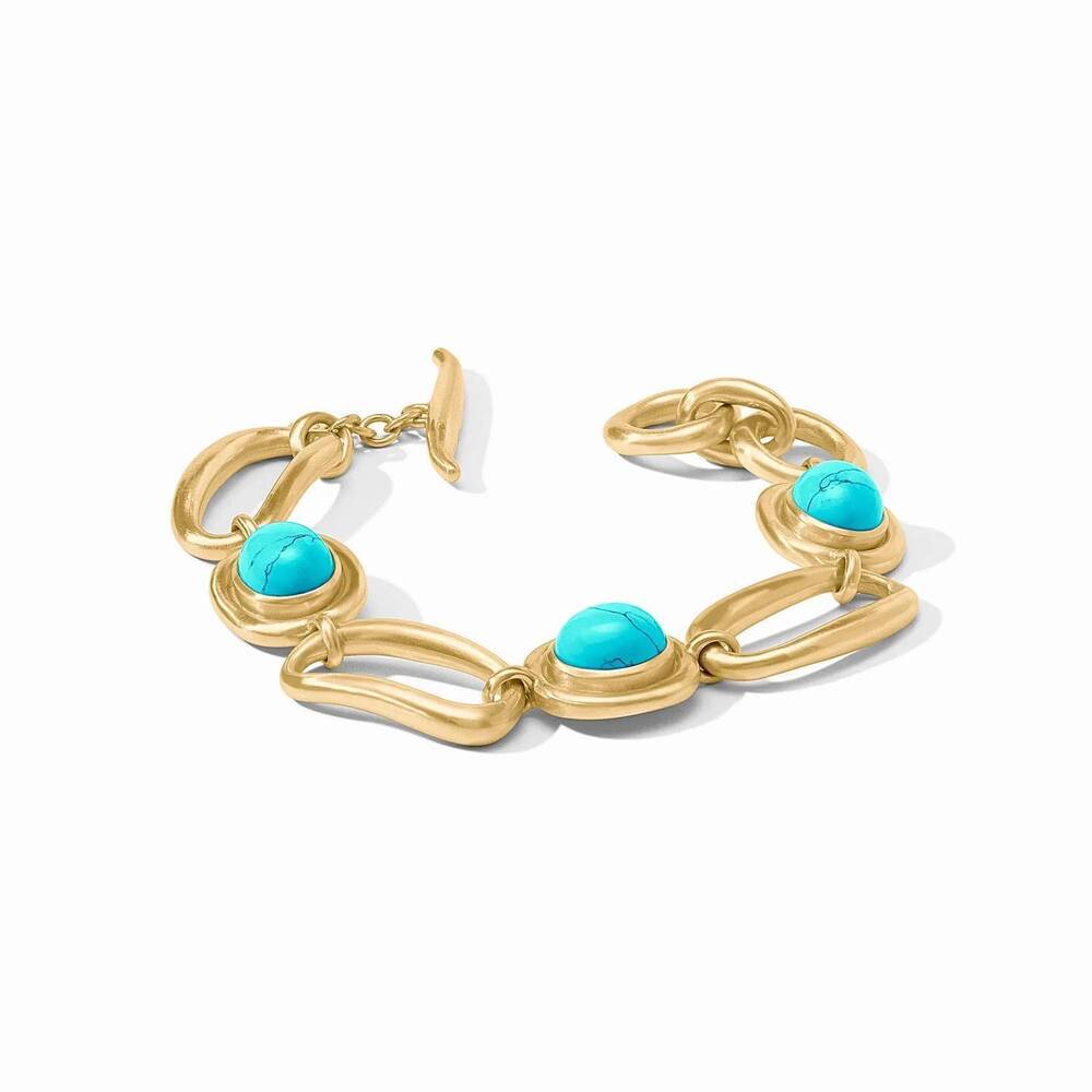 NEW JULIE VOS women's wave stone bracelet in gold/blue